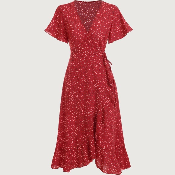 Rihoas Polka Dot Ruffle Wrap Dress - Picture 4 of 7